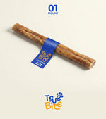 True Bite 12-inch thick bully stick, single chew with wrap label